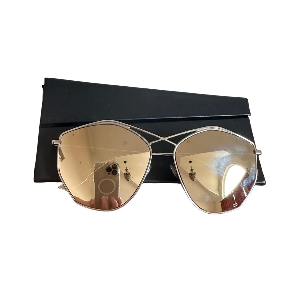 DIOR SILVER GEOMETRIC STELLAIRE SUNGLASSES WITH CASE